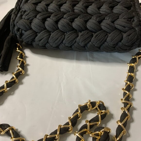 Women's Knit Hand Woven Evening Handbag Black - Picture 6 of 8